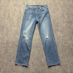 Mother Jeans Womens 29 Blue Tomcat Ankle Fray Globe Trotter Button Fly USA Made